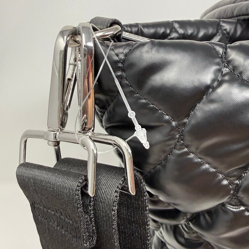Rachel Zoe Quilted Shoulder Bag with Trolly Sleeve Crossbody Strap Black NWT - Picture 6 of 12